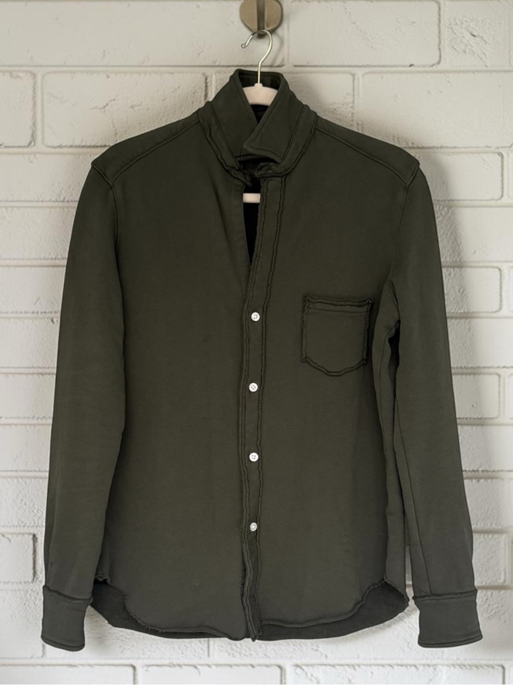 815 Frank & Eileen Eileen Sweatshirt Button Up Caper Green Triple Terry XS